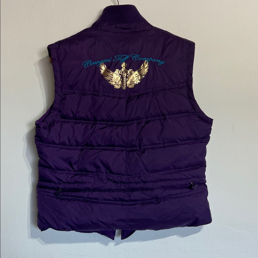 Cowgirl Tuff Women’s Purple Puffer Vest with Gold Accents
